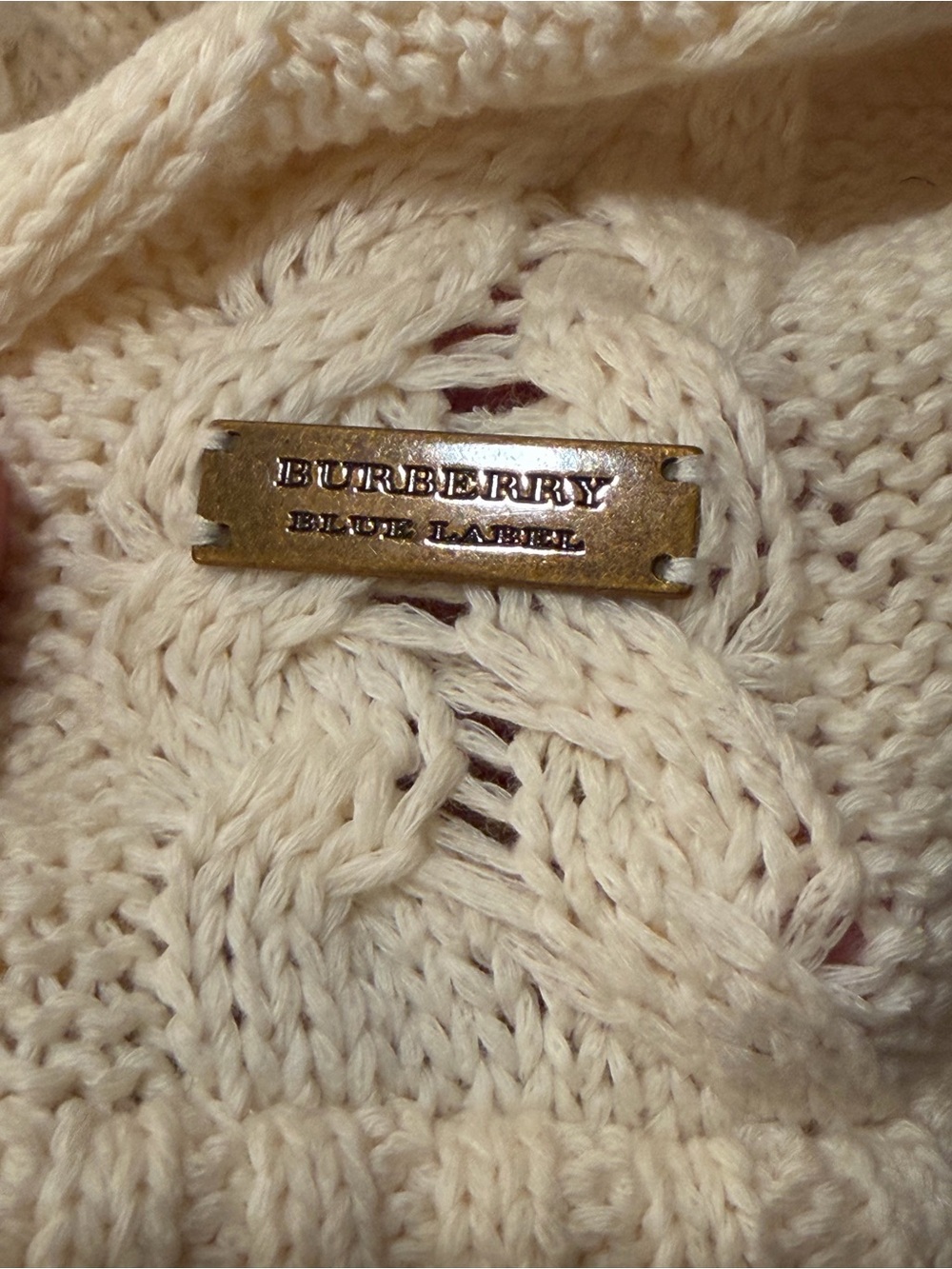Burberry Cream Cable Knit Long Sleeve Sweater Dress - Picture 5 of 7
